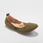 Women's Delaney Wide Width Round Toe Ballet Flats - Universal Thread Green 7w,