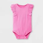 Baby Girls' Rib Ruffle Bodysuit - Cat & Jack Bright Pink Newborn