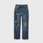 Women's Plus Size High-rise Distressed Straight Jeans - Wild Fable Medium Wash