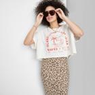 Women's Ascot + Hart Ibiza Short Sleeve Cropped Graphic T-shirt - Cream