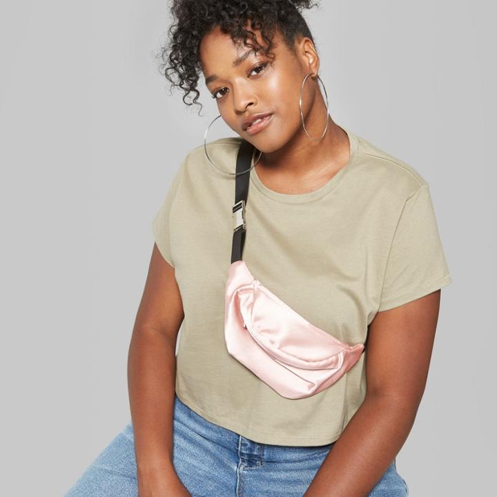 Women's Plus Size Short Sleeve Cropped Boxy T-shirt - Wild Fable Olive