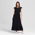 Women's Belted Embroidery Midi Dress- Who What Wear Black
