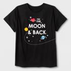 Shinsung Tongsang Women's Plus Size Short Sleeve 'moon & Back' Graphic T-shirt - Black