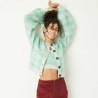 Women's Houndstooth Button-front Cardigan - Wild Fable Mint