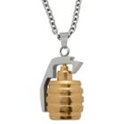 Target Men's Stainless Steel Grenade Pendant - Silver + Gold,