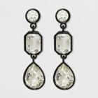 Linear Drop Round, Rectangular And Teardrop Stone Earrings - A New Day Clear