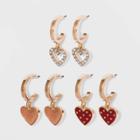 Girls' 3pk Heart Huggies Earrings - Art Class Gold