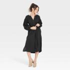 Women's Balloon Long Sleeve Tie-front Shirtdress - Universal Thread Black