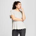 Women's Plus Size Striped Short Sleeve Cross Back T-shirt - Xhilaration Heather Gray/white