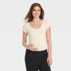 The Nines By Hatch Maternity Cap Sleeve U-neck Bodysuit Cream
