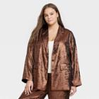 Women's Plus Size Metallic Blazer - A New Day Copper