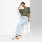 Women's Short Sleeve Relaxed Fit Cropped T-shirt - Wild Fable Olive Green Xxs