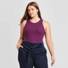 Women's Plus Size Rib Layer Essential Tank Top - A New Day Purple