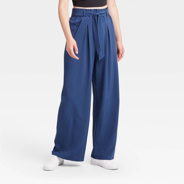Women's Stretch Woven Wide Leg Pants 29.5 - All In Motion Navy S, Women's, Size: