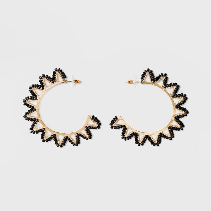 Sugarfix By Baublebar Delicately Beaded Hoop Earrings - Black, Girl's