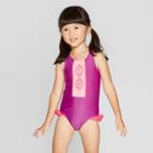 Toddler Girls' High Neck One Piece Swimsuit - Cat & Jack Purple