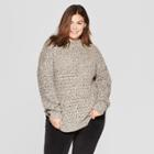Women's Plus Size Long Sleeve Feminine Texture Pullover Sweater - Universal Thread Gray
