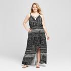 Women's Plus Size Floral Print High-low Maxi Dress - Xhilaration Black/white X