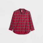 Men's Big & Tall Long Sleeve Adaptive Button-down Shirt - Goodfellow & Co Berry Red/plaid