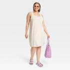 Women's Plus Size Terry Tank Dress - A New Day Tan