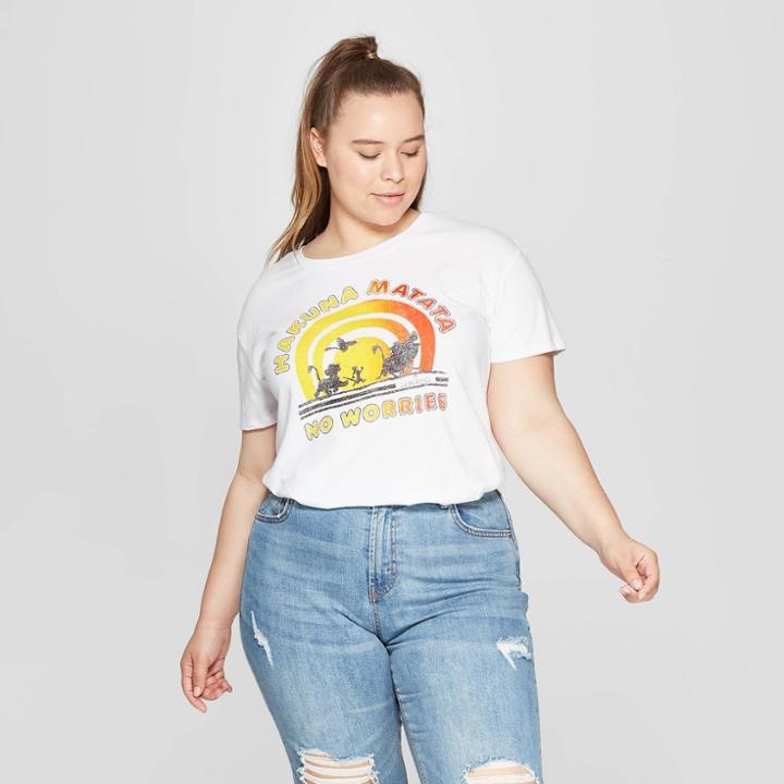 Women's Disney Lion King Hakuna Matata Plus Size Short Sleeve Graphic T-shirt (juniors') - White