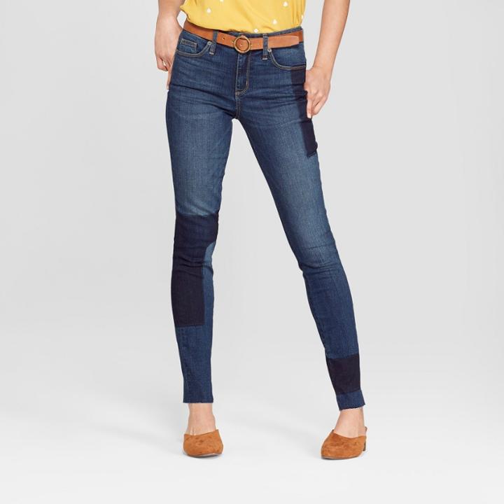Women's High-rise Patchwork Skinny Jeans - Universal Thread Dark Wash