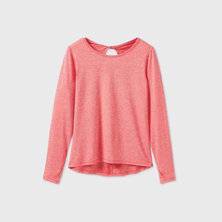 All In Motion Girls' Long Sleeve Keyhole Back Studio T-shirt - All In