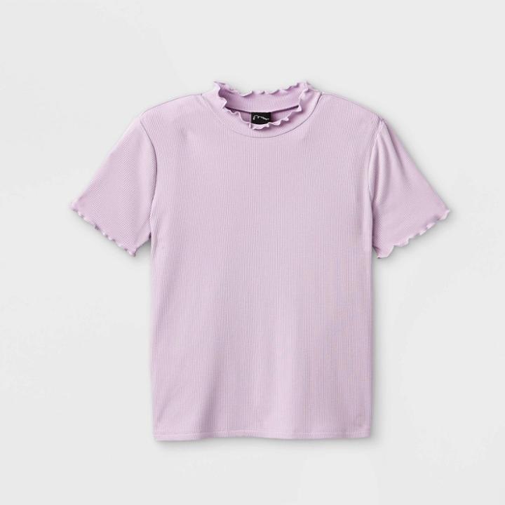 Girls' Mock Neck Short Sleeve T-shirt - Art Class Light Purple