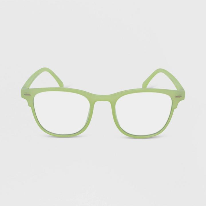 Women's Milky Plastic Square Blue Light Filtering Glasses - Wild Fable Green