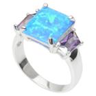 1 1/8 Ct. T.w. Journee Collection Baguette Cut Cz Ring In Sterling Silver - Blue/purple