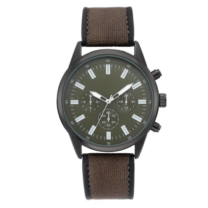 Sure Fit Men's Gunmetal Strap Watch - Goodfellow & Co Brown/gunmetal