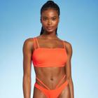 Juniors' Ribbed Strappy Bralette Bikini Top - Xhilaration Orange D/dd Cup