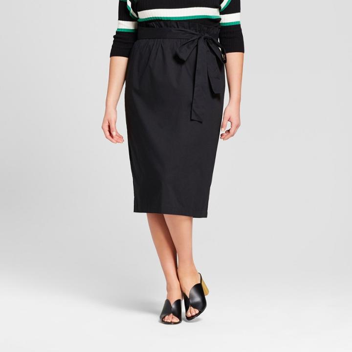 Women's Plus Size Belted Paperbag Skirt - Who What Wear Black