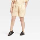 Women's Plus Size High-rise Satin Pull-on Shorts - A New Day Off-white