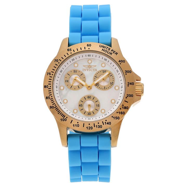 Women's Invicta 21974 Speedway Quartz Chronograph White Dial Strap Watch - Blue