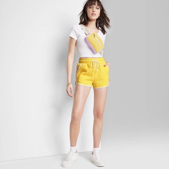 High-rise Dolphin Shorts - Wild Fable Yellow