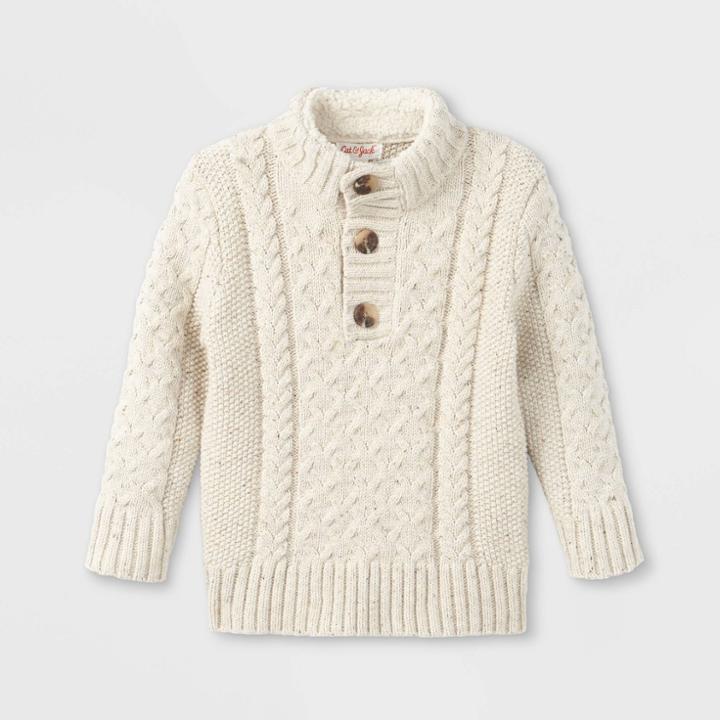 Toddler Boys' Mock Neck Pullover Sweater - Cat & Jack Cream