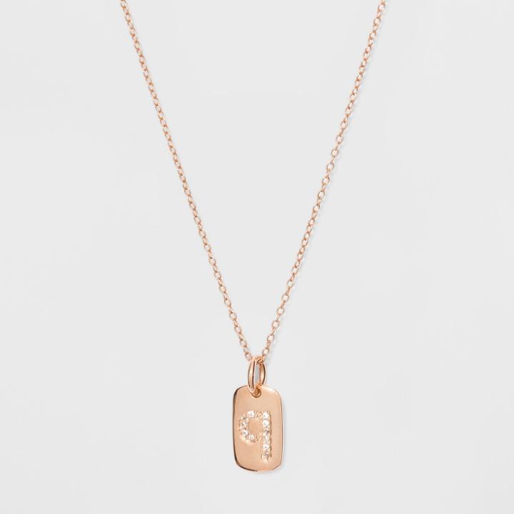 Target Sterling Silver Initial Q Cubic Zirconia Necklace - A New Day Rose Gold, Rose Gold - Q