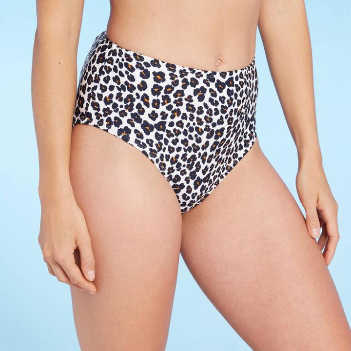 Women's High Waist Classic Coverage Bikini Bottom - Kona Sol Leopard Print