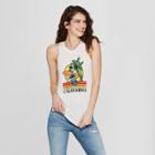 Women's Mickey Mouse Surf Board Graphic Tank Top - White