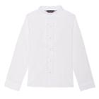 French Toast Girls' Long Sleeve Ruffle Uniform Blouse - White