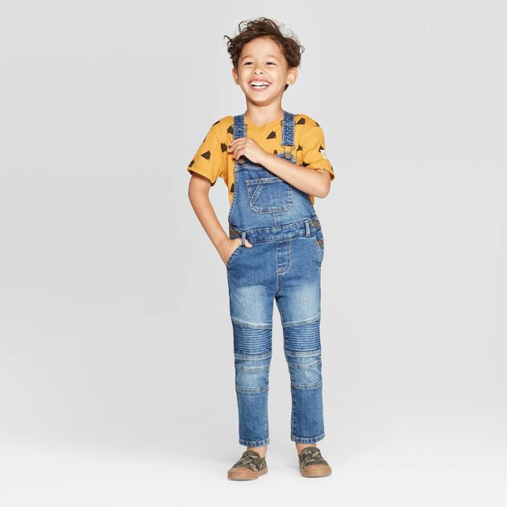 Toddler Boys' Moto Denim Overalls - Art Class Blue