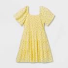 Girls' Flutter Sleeve Dress - Art Class Yellow Cherry