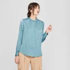 Women's Long Sleeve Button-up Blouse - Prologue Blue