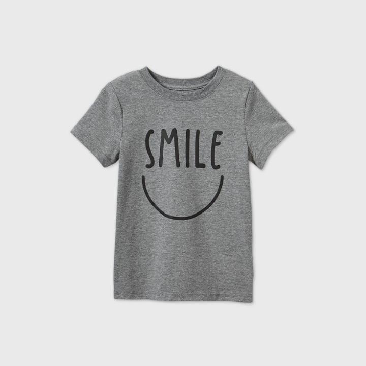Toddler Boys' Short Sleeve Smile Graphic T-shirt - Cat & Jack Gray