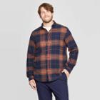 Men's Big & Tall Plaid Long Sleeve 1-pocket Flannel Button-down Shirt - Goodfellow & Co Blue