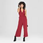 Women's Tie Waist Jumpsuit - A New Day Burgundy (red)