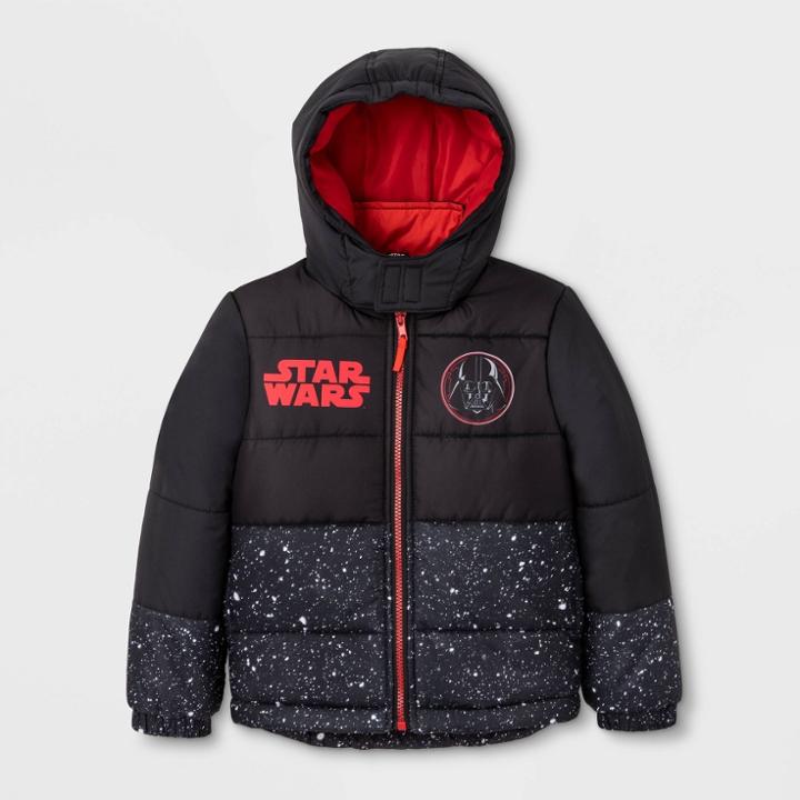 Disney Boys' Star Wars Puffer Jacket - Black