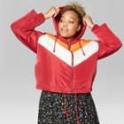 Women's Plus Size Striped Zip-up Puffer Jacket - Wild Fable Flame
