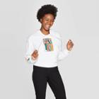 Women's Long Sleeve More Love Cropped Graphic Hoodie - Mighty Fine (juniors') - White